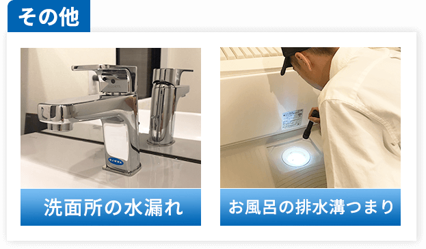 その他：洗面所の水漏れ、お風呂の排水溝つまり