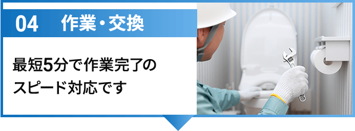 04作業・交換 最短5分で作業完了のスピード対応です
